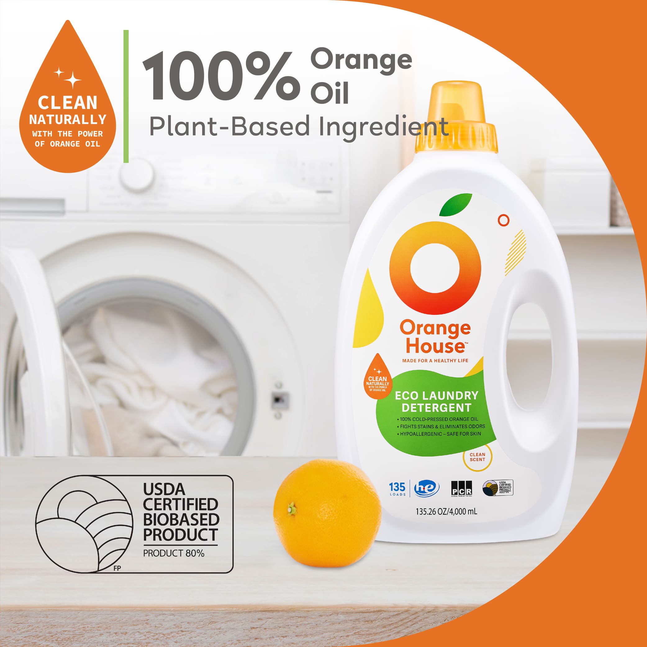 Orange House Liquid Laundry Detergent 135.3 Fl Oz